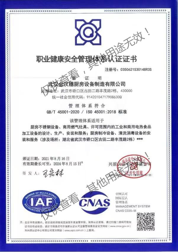 職業(yè)健康安全管理體系認(rèn)證證書(shū)